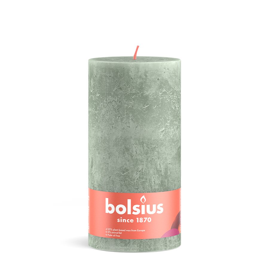 Bolsius rustieke stompkaars jade green 200 100mm