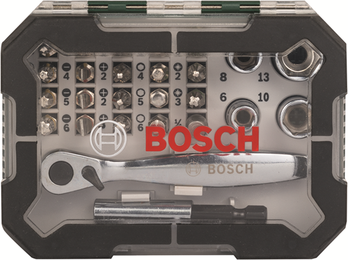 Bosch accessoires 26-delige schroefbit- en ratelset met kleur codering - 2607017322