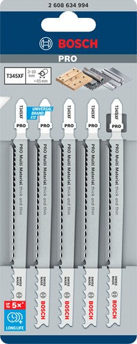 Bosch accessoires 5x progressor voor hout en metaal decoupeerzaagblad t345xf - 2608634994