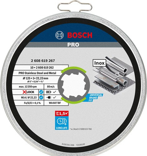 Bosch Prof doorslijpschijf in blik recht Inox RVS 125 mm(10)