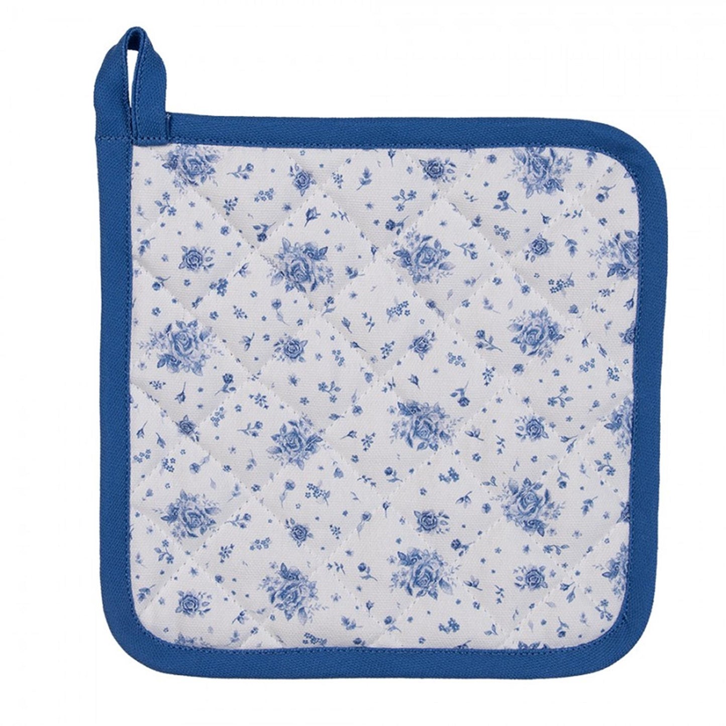 Clayre eef pannenlap roosjes wit blauw 20x20cm katoen