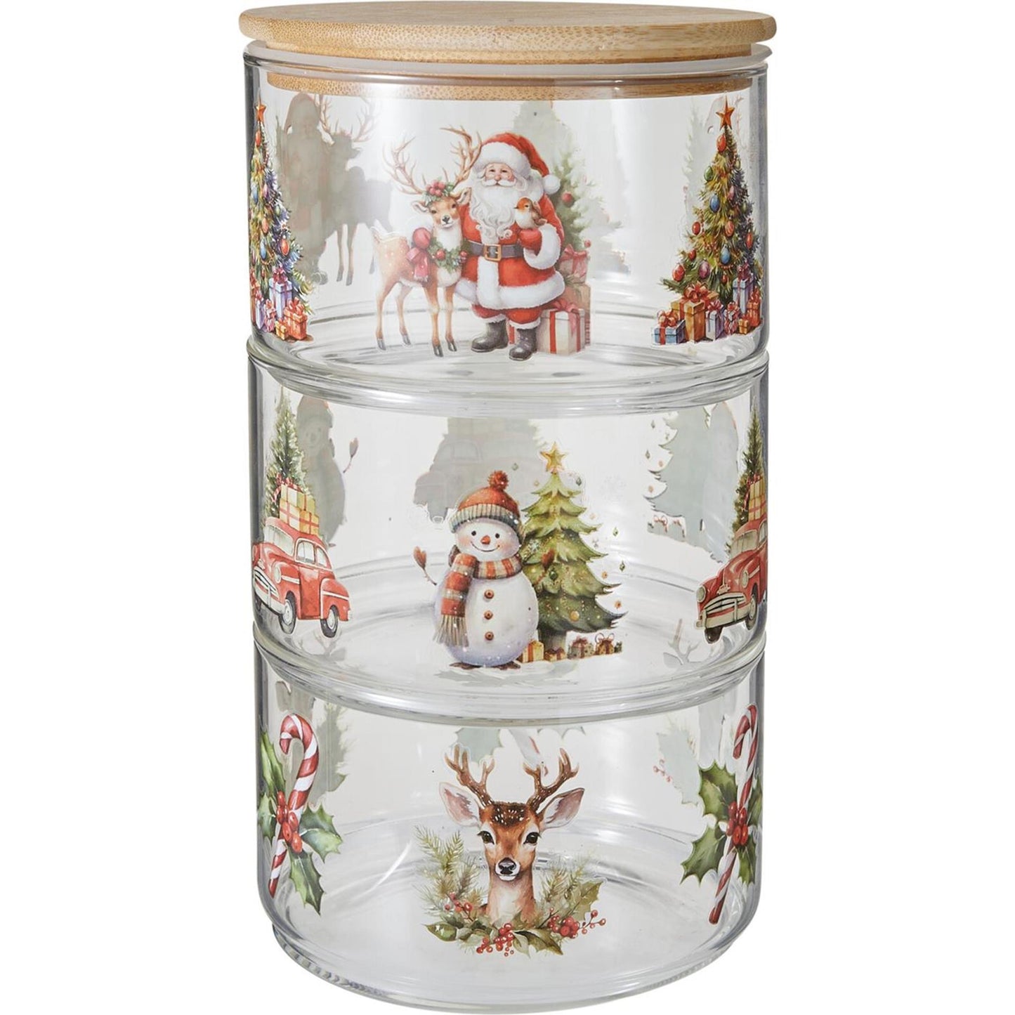 Home styling voorraadpot glas kerst 3-laags