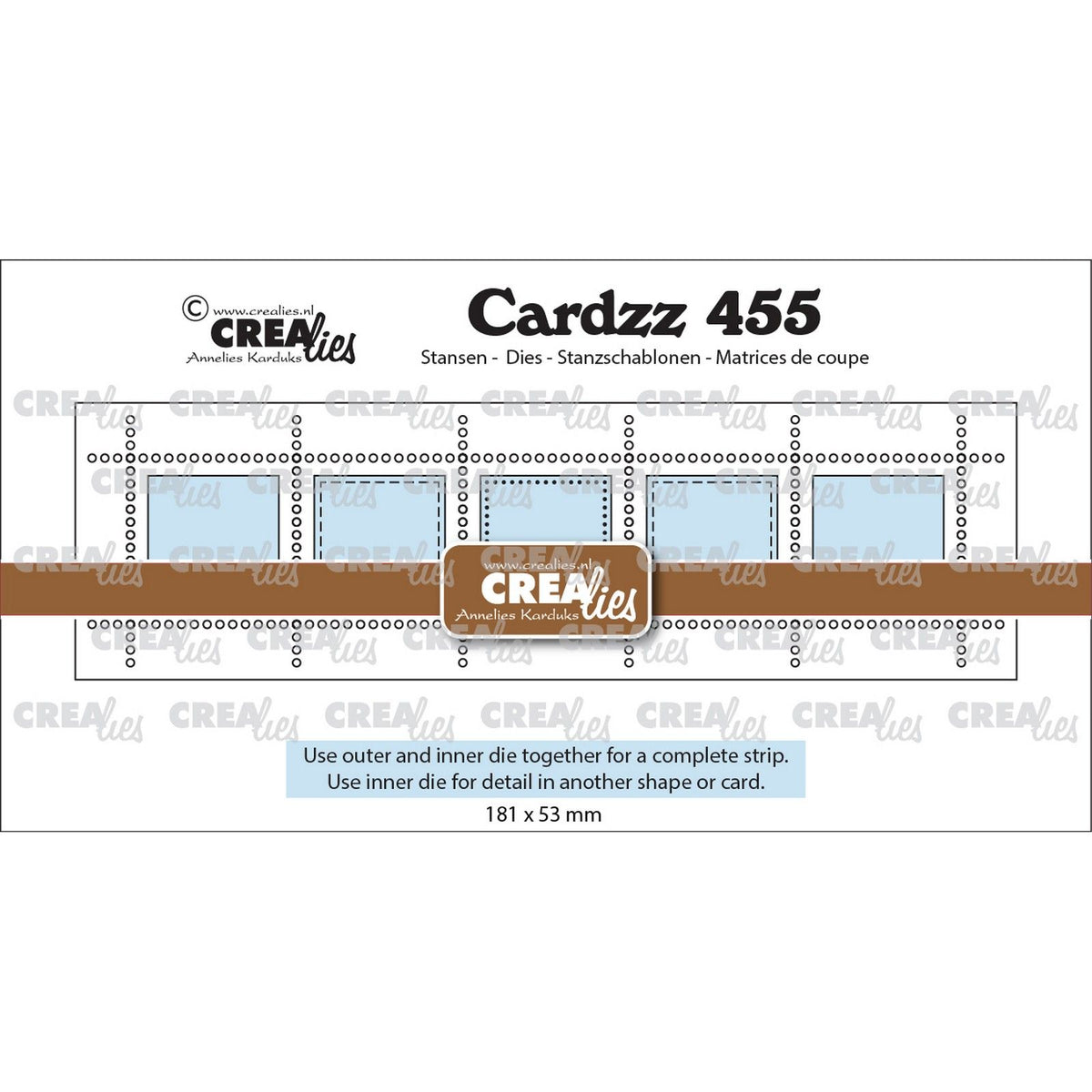 Crealies • cardzz postzegelstrip xl 5x vierkanten