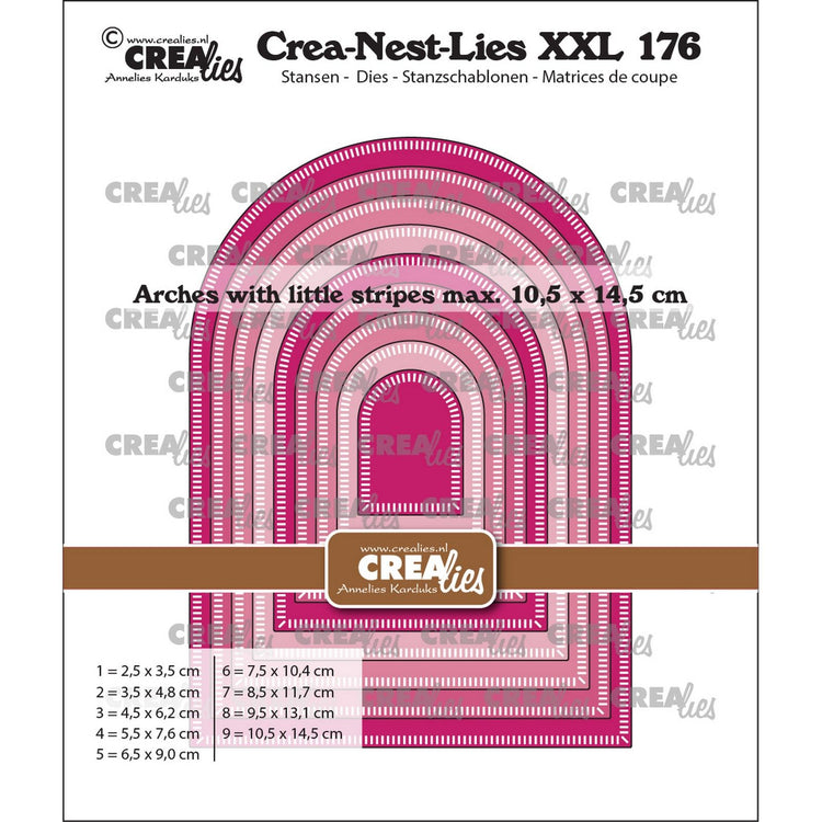 Crealies • crea-nest-lies xxl snijmallen bogen met kleine streepjes