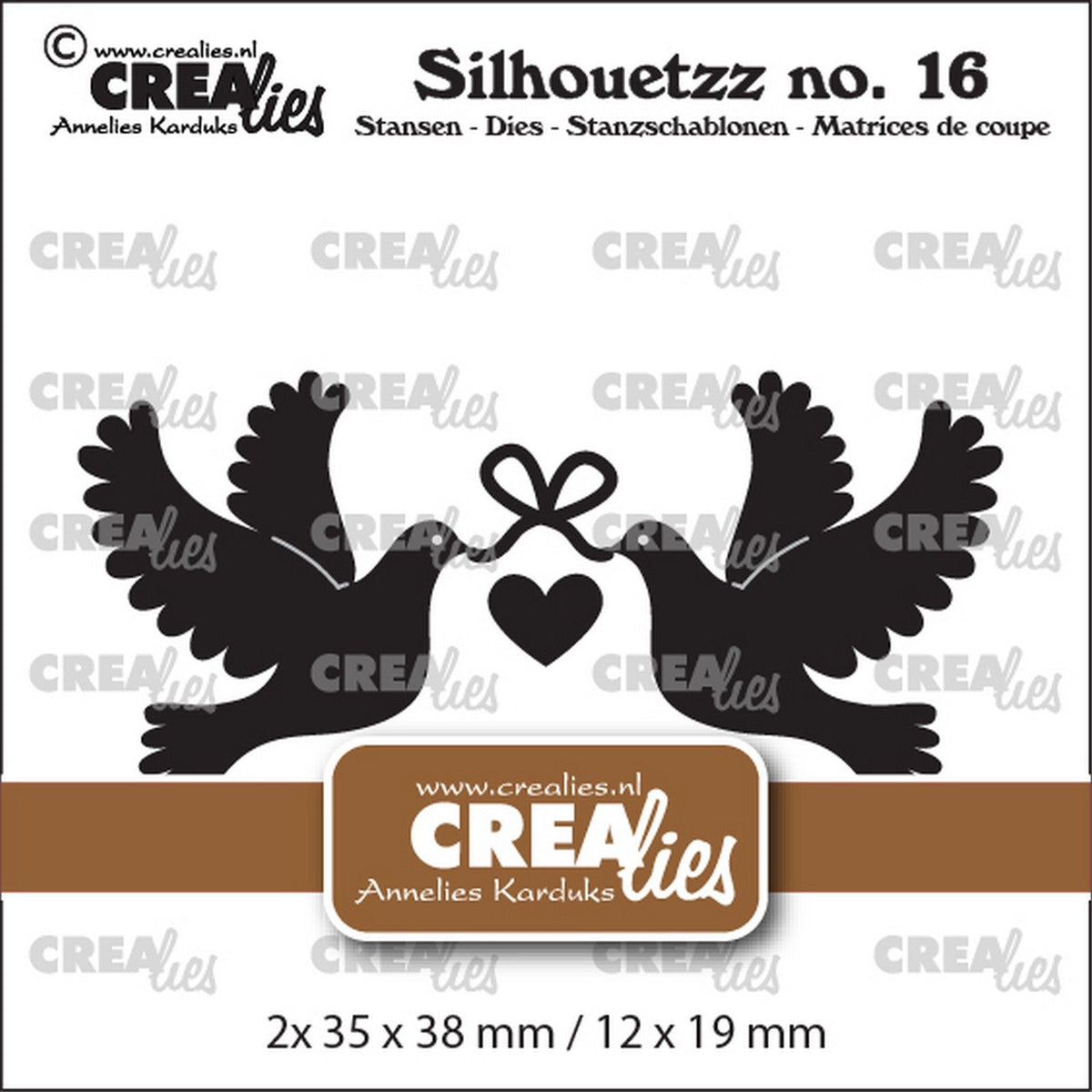 Crealies • silhouetzz snijmallen duiven met hartje
