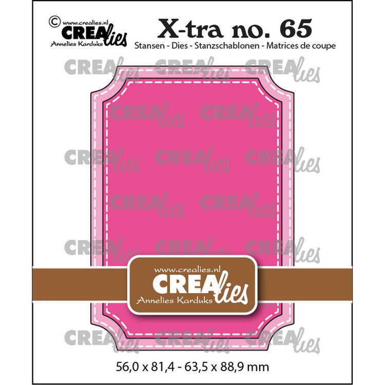 Crealies • x-tra snijmal atc ticket met stiksteeklijn