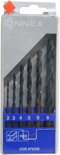 Connex set metaalboren 2-8mm 6dlg blauw - cox972226