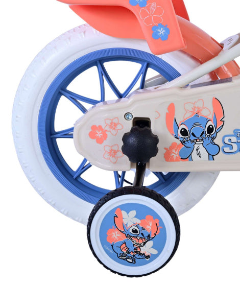 Stitch Stitch Kinderfiets Meisjes 12 inch Creme Koraal Blauw
