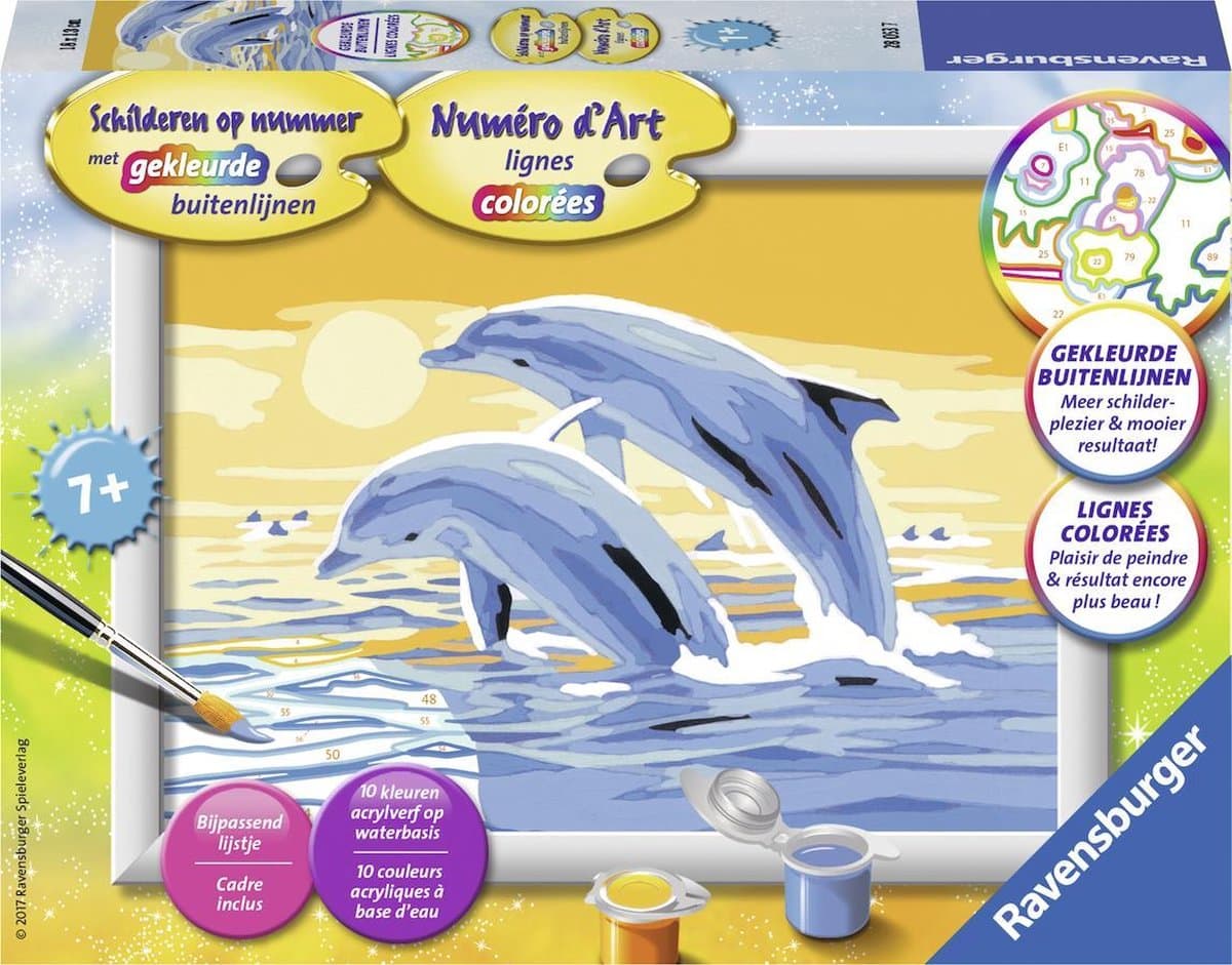 Ravensburger schilderen op nummer met 2 dolfijnen, maak je eigen schilderij