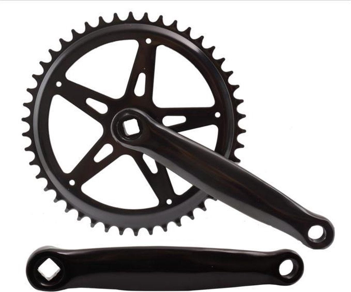 Hzb kettingwiel crankset staal 46 tands 170 mm 1 8 + 3 32 zwart