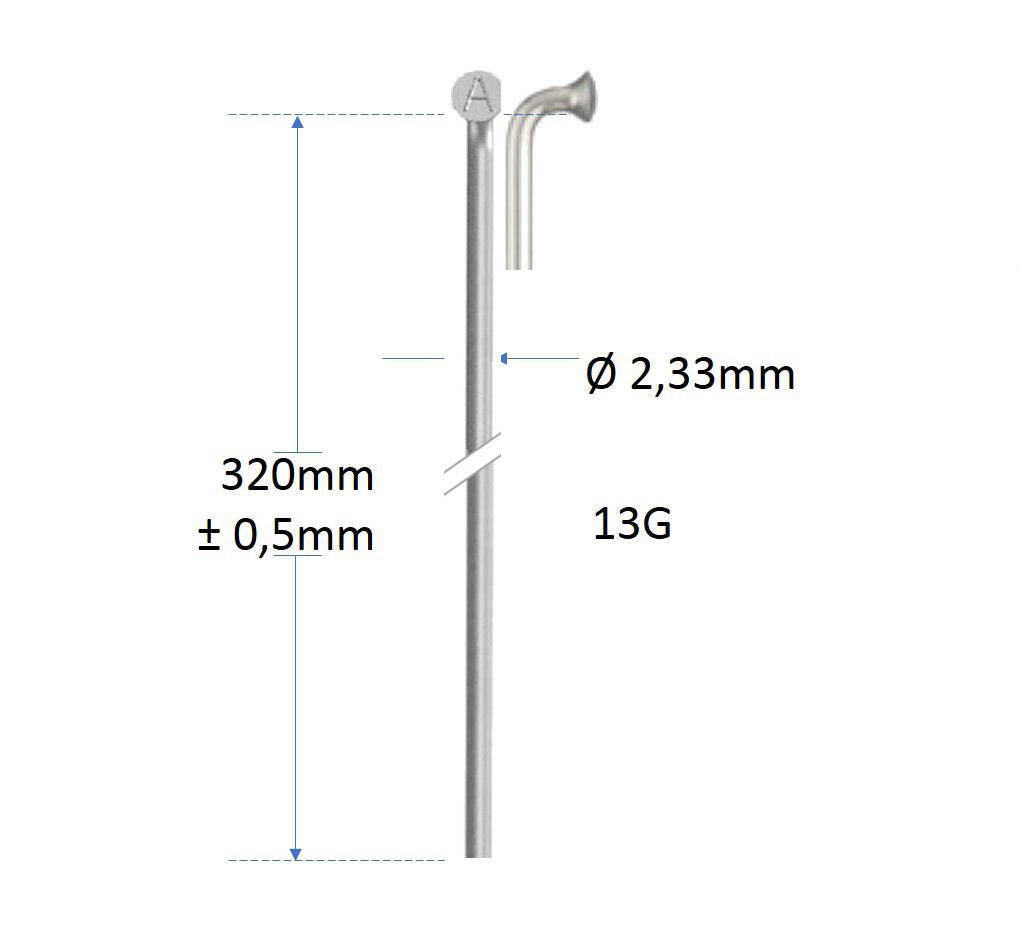 Spaken Alpina 13G (2,34) RVS Zonder draad | 320mm | P144