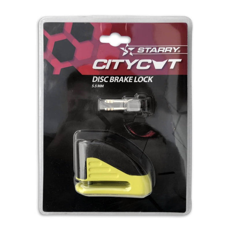 Falko import export citycat disc brake lock yellow with bag + reminder cable*