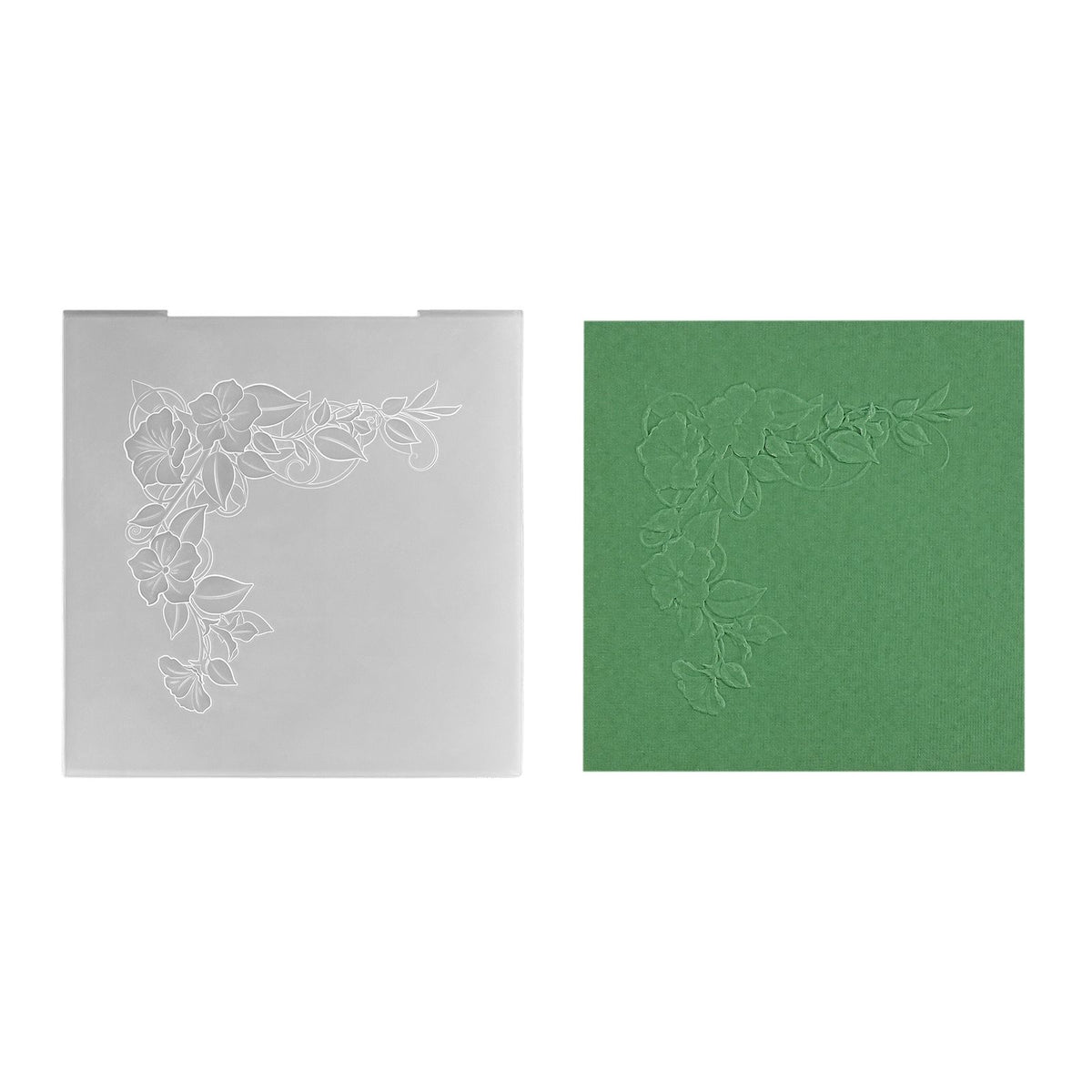 Nellie's choice • 3d embossing folder hoek bloemenvierkant 15x15cm