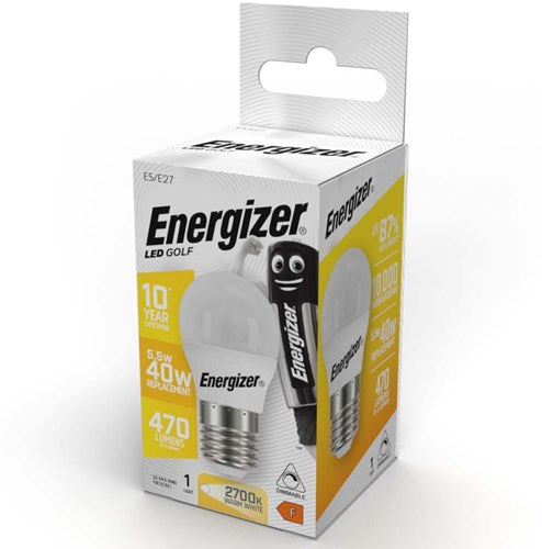 Enzo energizer energiezuinige led kogellamp - e27 - 5,5 watt - warmwit licht - dimbaar - 1 stuk