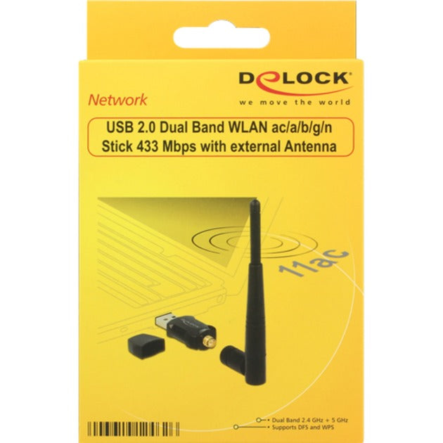 Delock usb 2.0 dual band wlan stick wlan adapter (zwart)