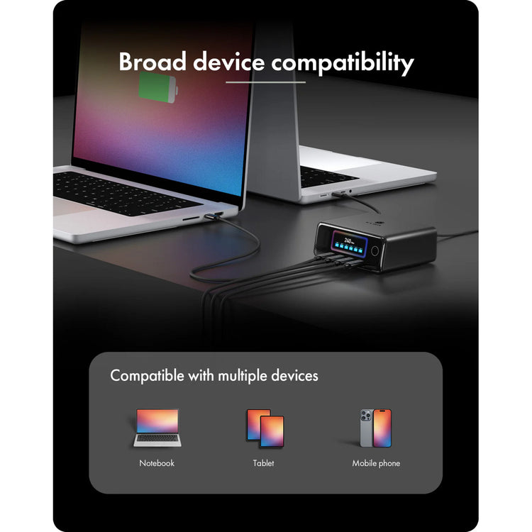 Icy box 240w gan oplaadstation (zwart, 4x usb-c, 2x usb-a)