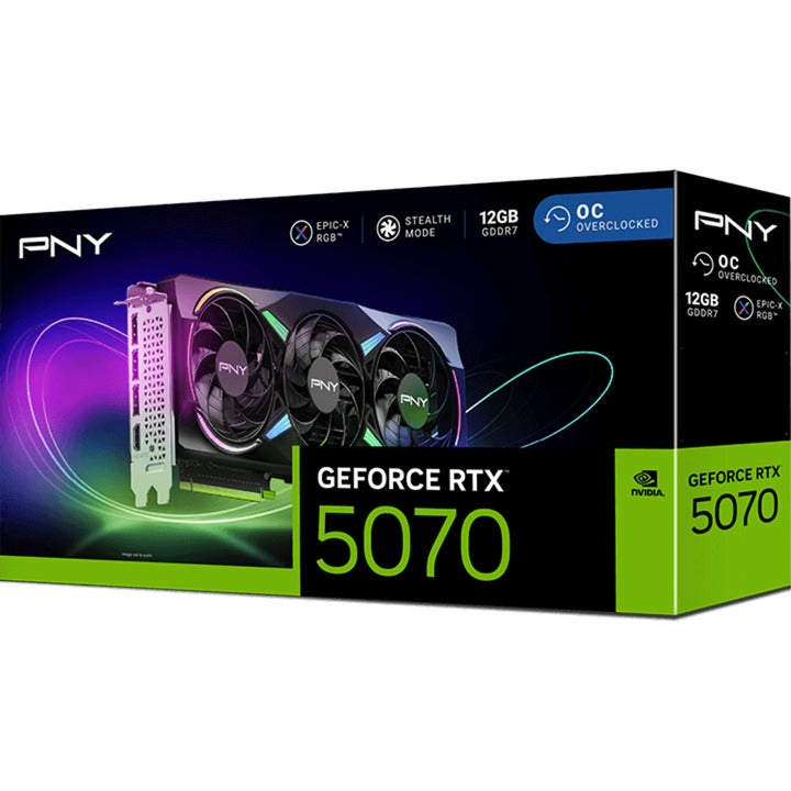 Pny geforce rtx 5070 argb oc grafische kaart (dlss 4, 3x displayport, 1x hdmi 2.1)