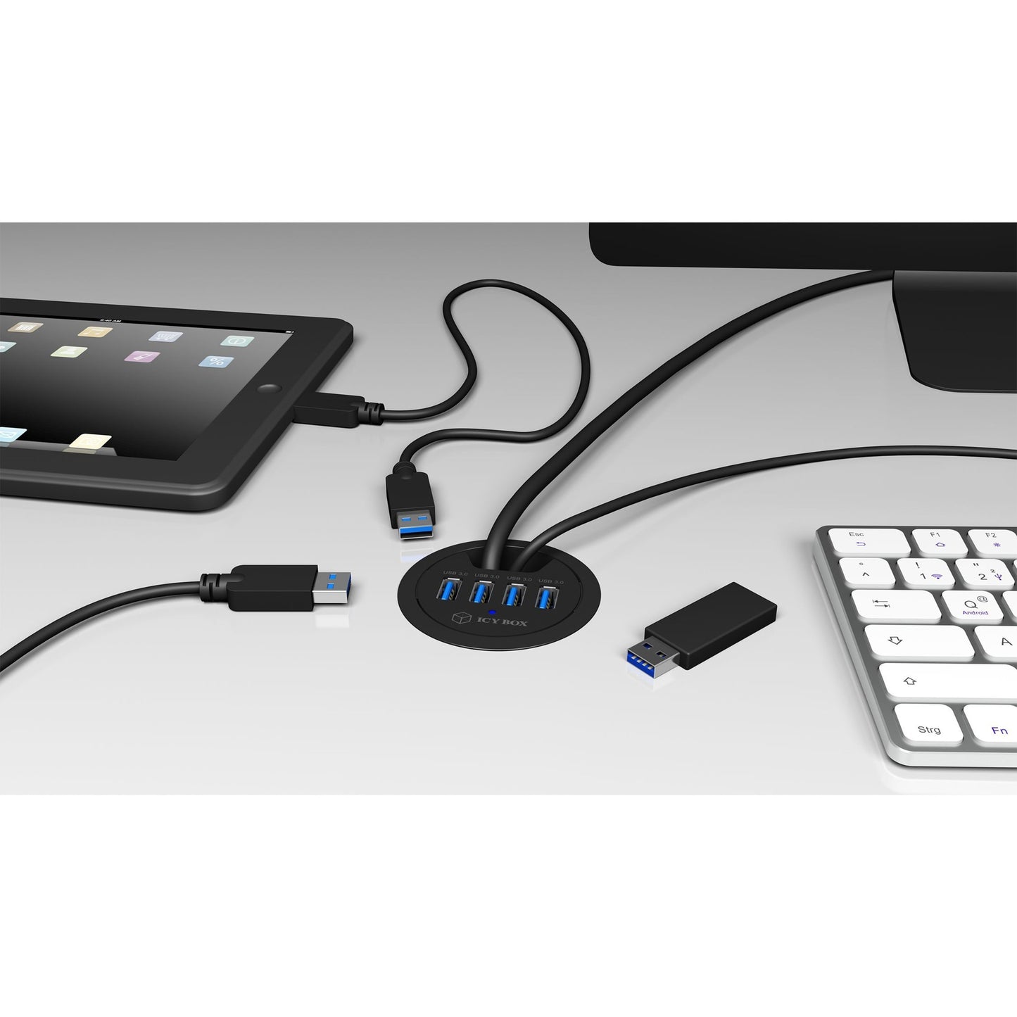 Icy box ib-hub1403 usb-hub (zwart, 4x usb 3.0)