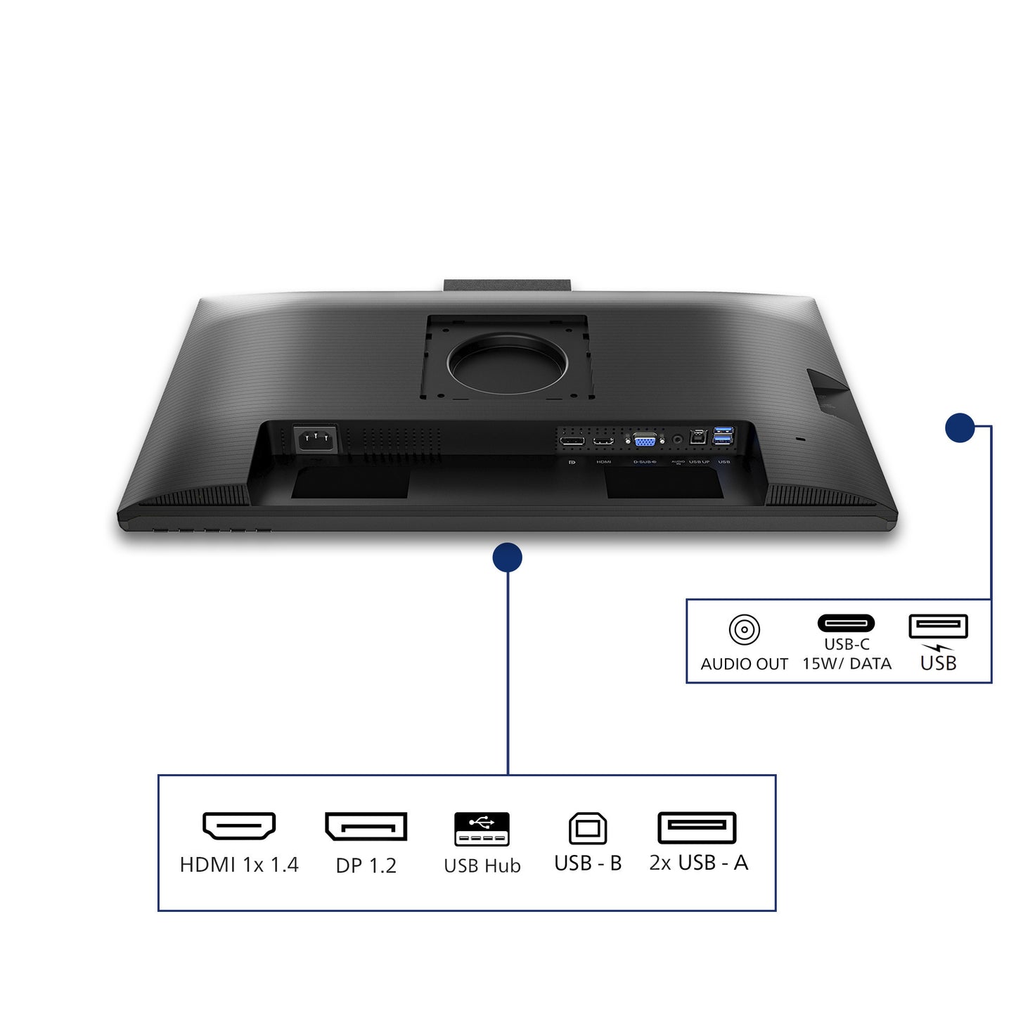Philips 24b2n3200jh 00 23.8 monitor (zwart, vga, hdmi, displayport, usb-c, webcam, 120 hz)