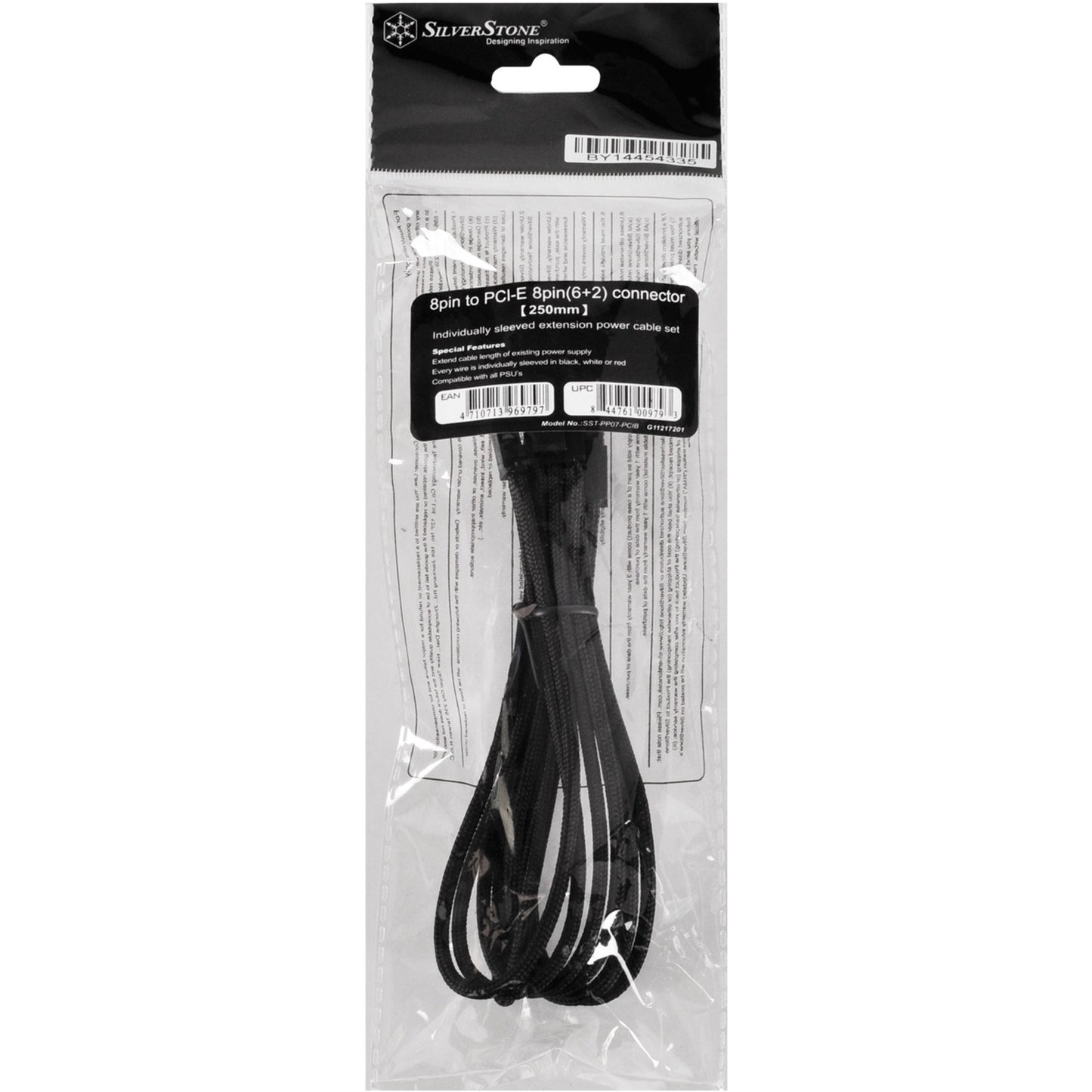 Silverstone verlengkabel sst-pp07-pcib (zwart, 25 centimeter, pp07-pcib)