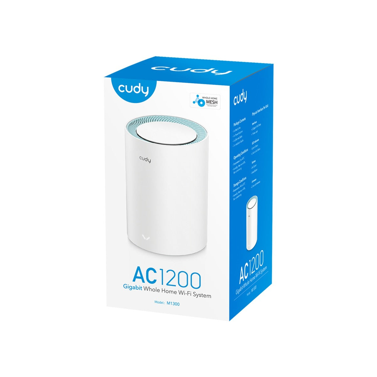 Cudy ac1200 gigabit mesh wi-fi system (1-pack) mesh router (wit)