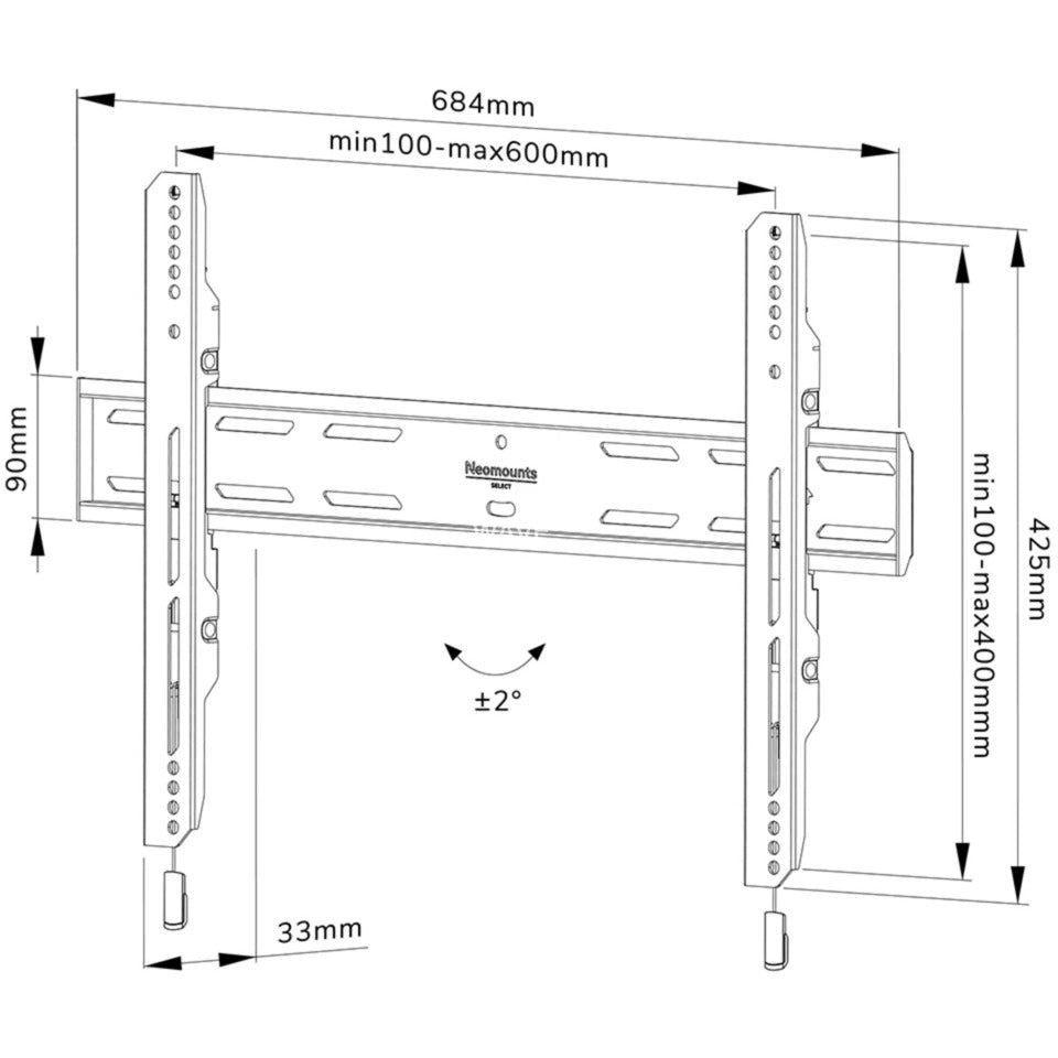 Neomounts select wl30s-850bl16 vlakke wandsteun bevestiging (zwart)