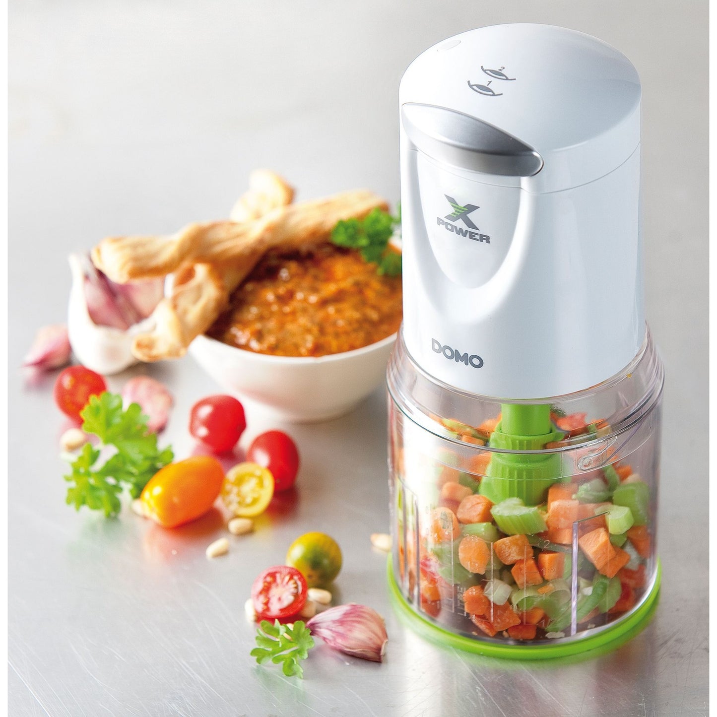 Domo mini-chopper 'x power' do9192mc hakmolen (wit groen)