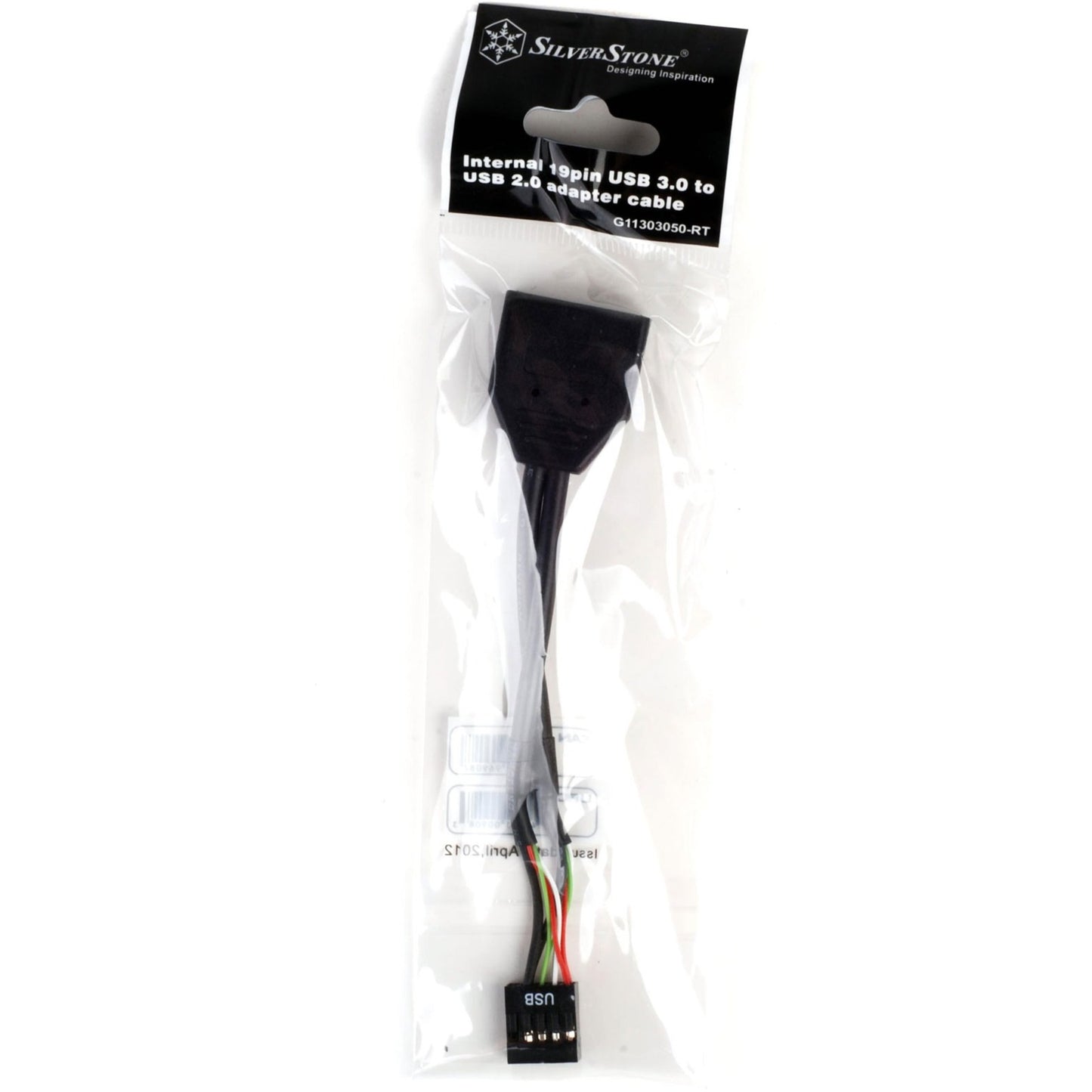 Silverstone g11303050-rt, usb 2.0 (intern) 9pin > usb 3.0 (intern) 19pin adapter (zwart)