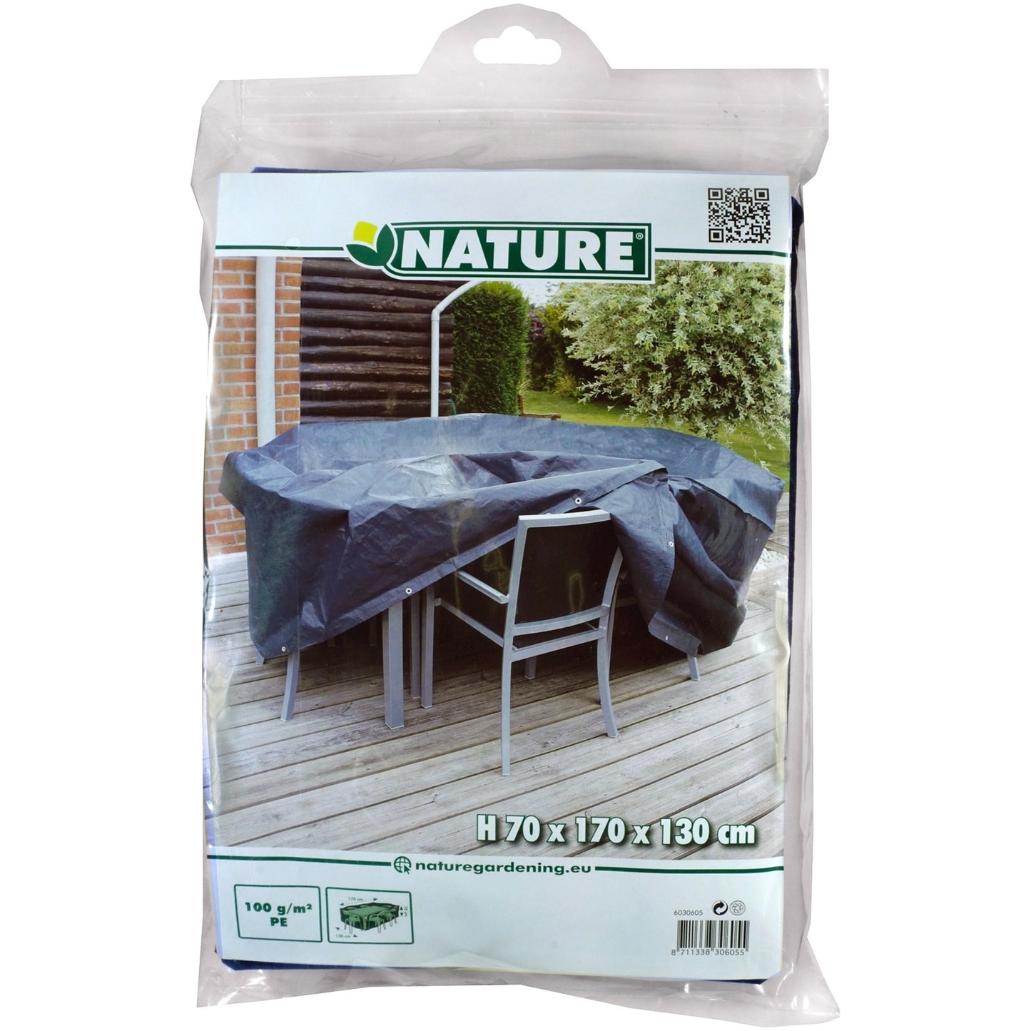 Nature tuinmeubelafdekhoes voor rechthoekige tafel en stoelen afdekking (grijs)