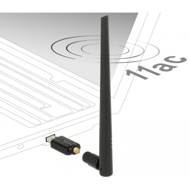 Delock usb 3.0 dualband wlan stick antenne (zwart)