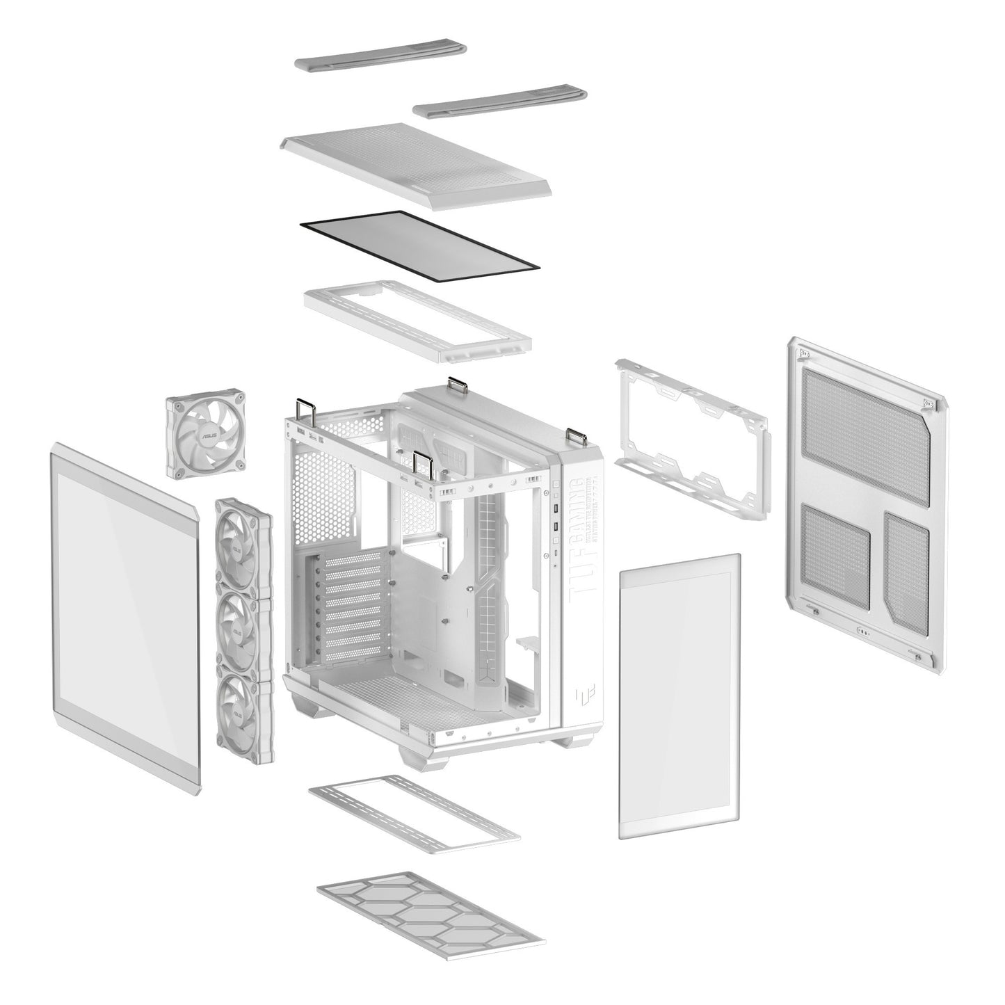 Asus tuf gaming gt502 horizon argb midi tower behuizing (wit | 3x usb-a | 1x usb-c | tempered glass)