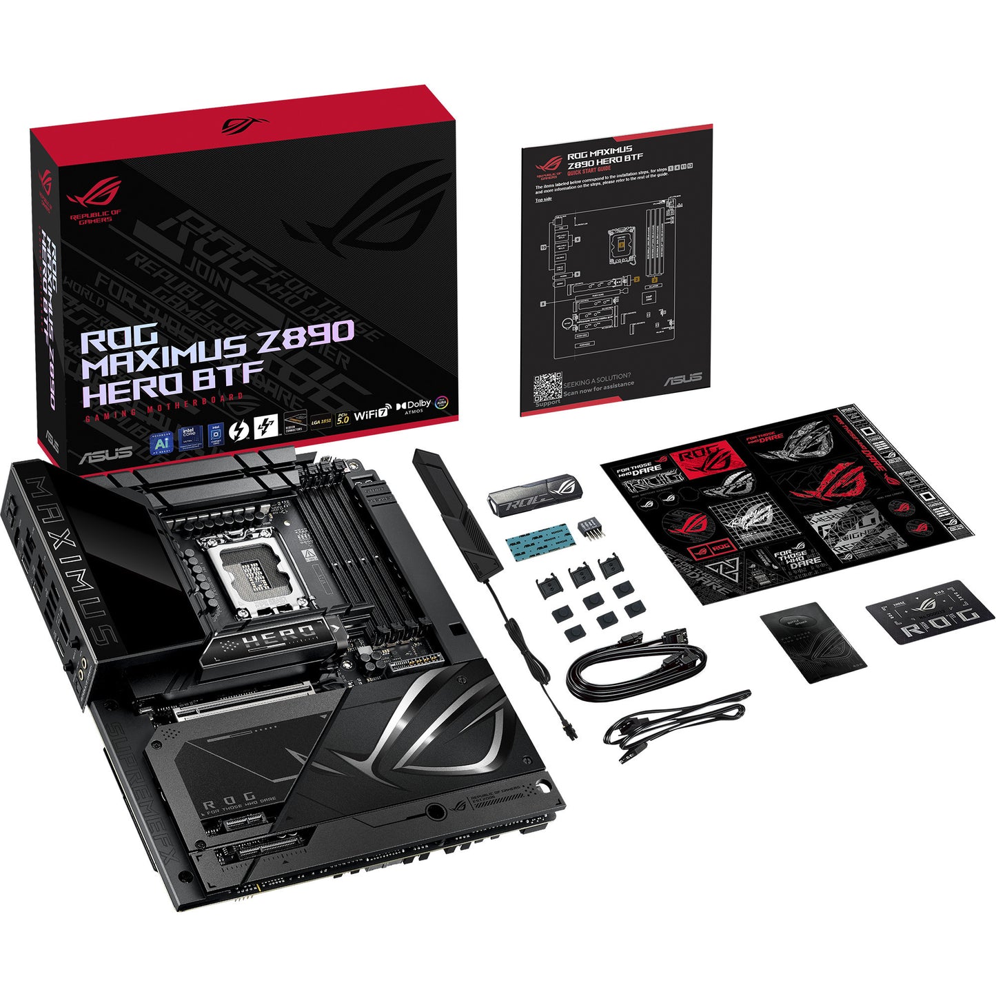 Asus rog maximus z890 hero btf socket 1851 moederbord (zwart, raid, 5 gb-lan, wi-fi 7, bt, sound, atx)