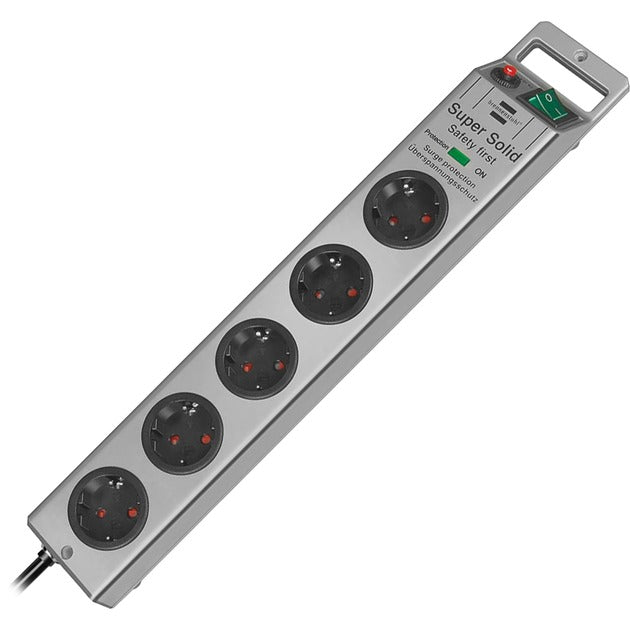 Brennenstuhl super-solid 13500a +surge protection 5x stekkerdoos (zilver, 1153340315, voor 5 stekkers)