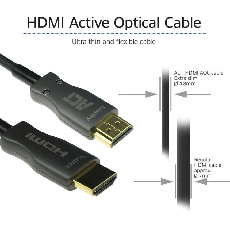 Act connectivity hdmi premium 4k active optical cable v2.0 hdmi-a male - hdmi-a male, 30 meter kabel (zwart)