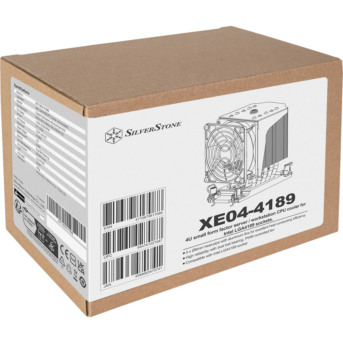 Silverstone xe04-4189 cpu-koeler (zilver, 4-pin pwm)