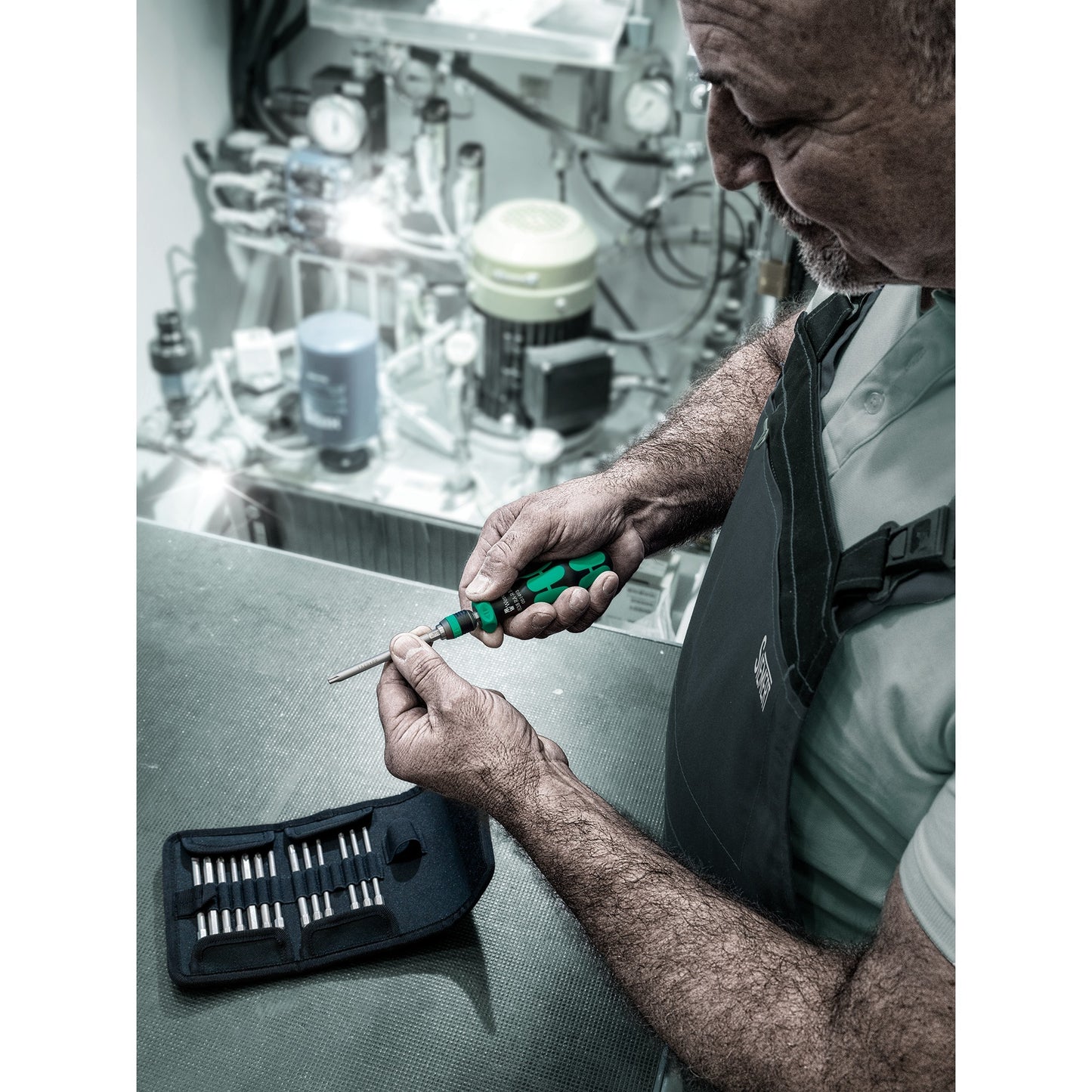 Wera kraftform kompakt 838 ra-r m set 1 bitset (zwart groen, 15‑delig)