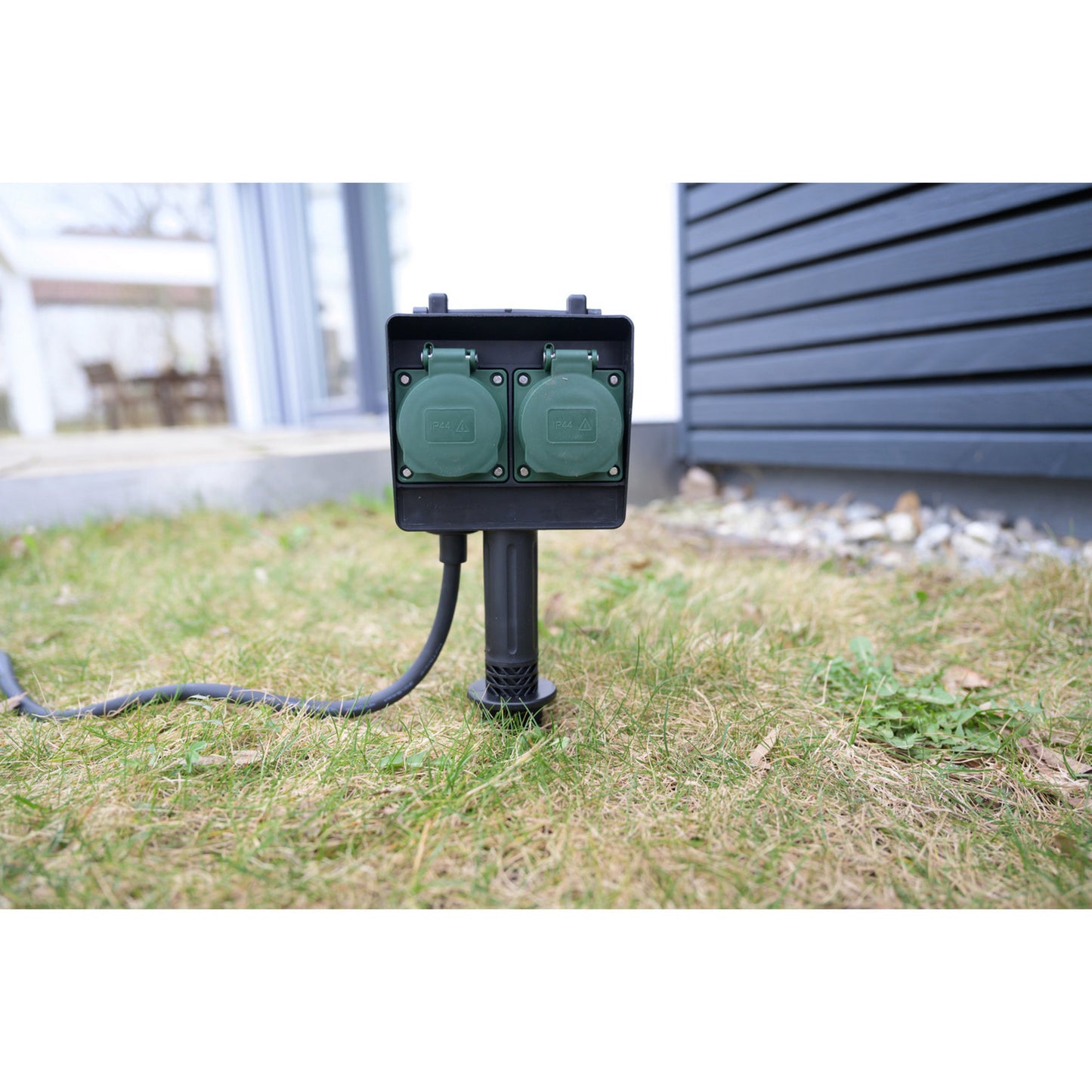 Brennenstuhl tuincontactdoos met aardspies 1154430 stekkerdoos (zwart, 1,4 meter, ip44)