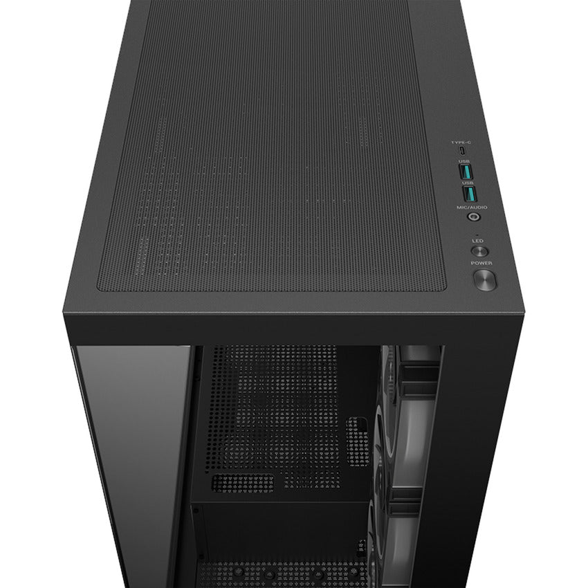 Deepcool cg580 4f v2 midi tower behuizing (zwart | 2x usb-a | 1x usb-c | rgb | tempered glass)