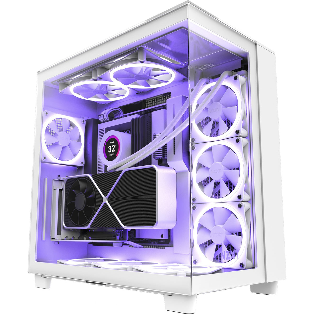 Nzxt h9 elite midi tower behuizing (wit | 2x usb-a | 1x usb-c | rgb | tempered glass)