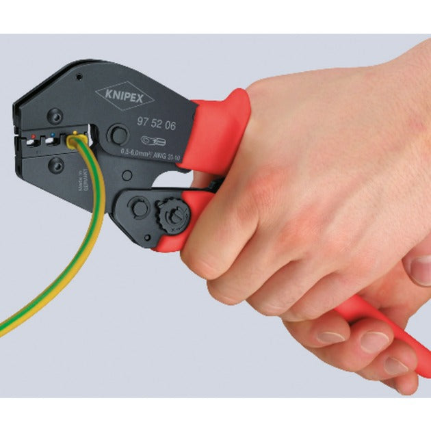 Knipex krimptang 97 52 06 (rood zwart, ovale krimp, openingsveer)