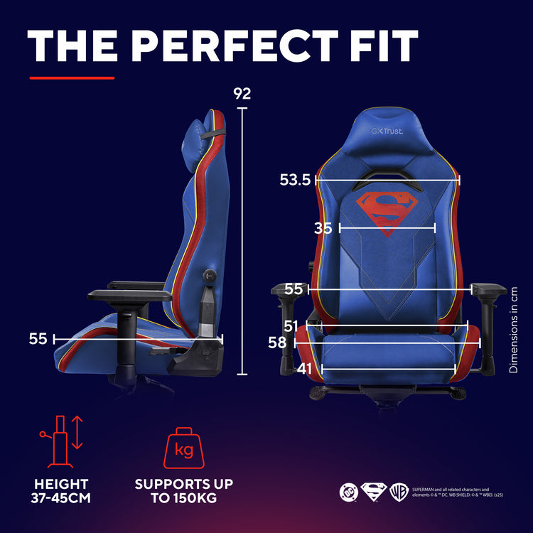 Trust gxt 721sm ruya pro superman gaming stoel (blauw rood)