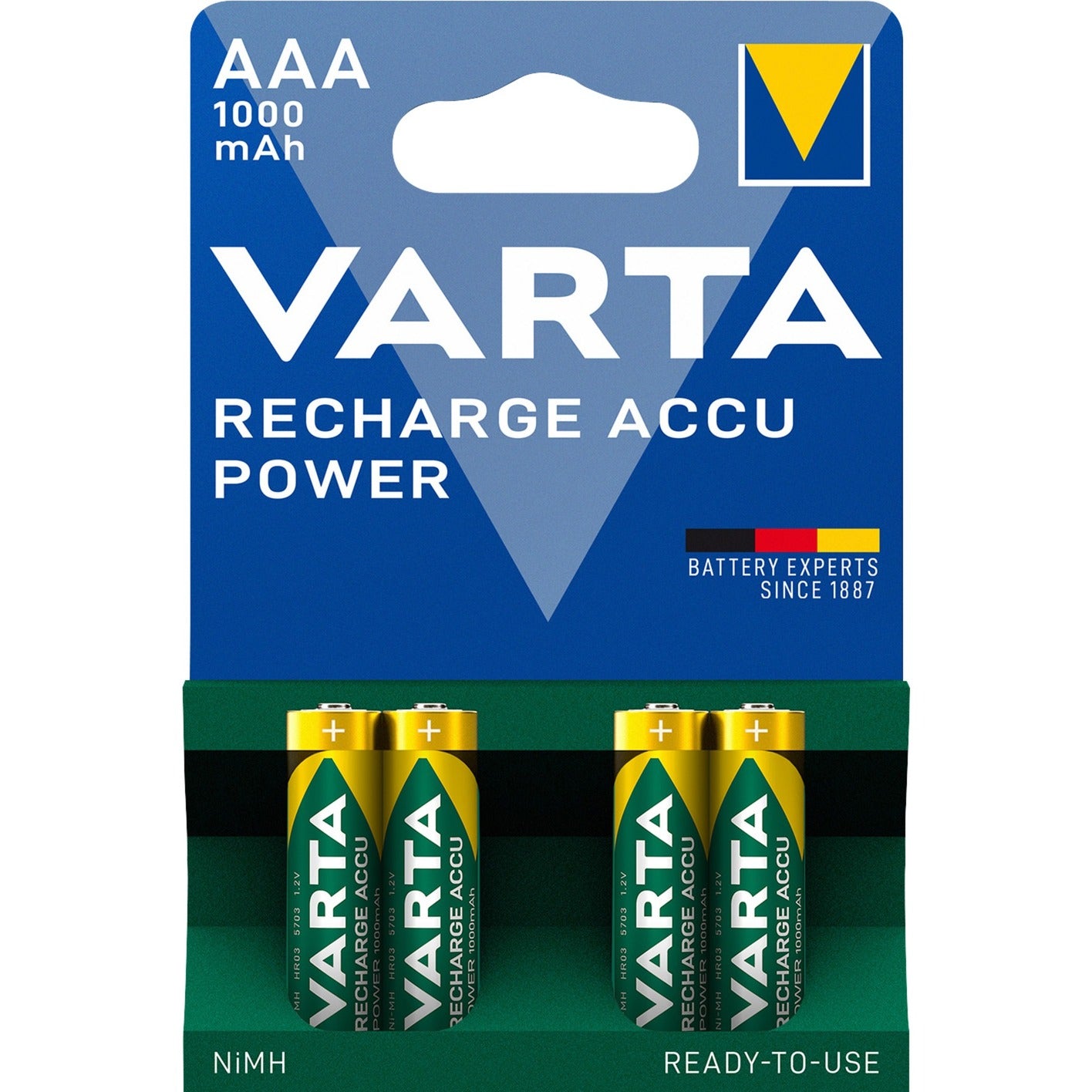 Varta hr03 nimh aaa oplaadbare batterij (4 stuks)