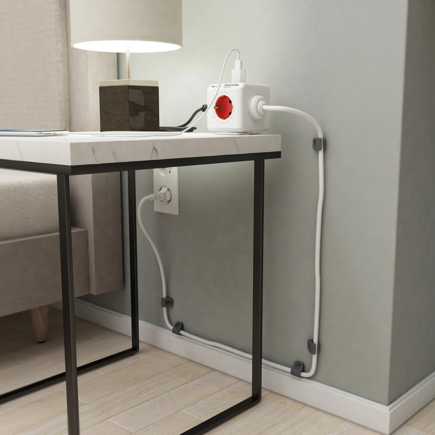 Allocacoc powercube extended stekkerdoos stekkerdoos (wit rood)