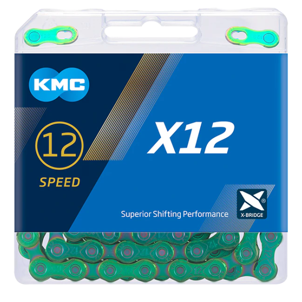 Kmc kette x12 chain x12 126 links aurora green