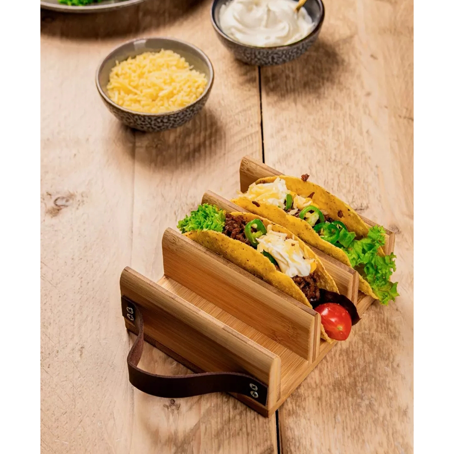 Gusta taco houder bamboe 14x12cm