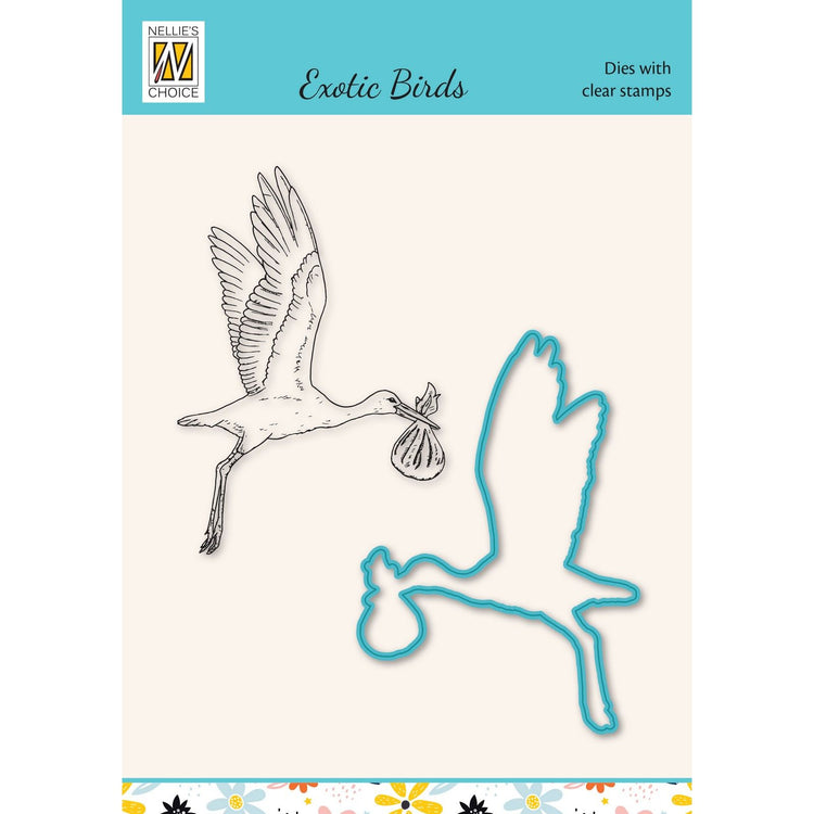 Nellie's choice • cutting die clear stamp exotic birds ooievaar