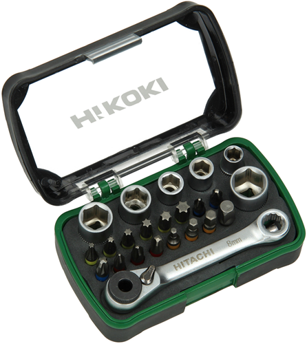 Hikoki accessoires bitset 24-delig inclusief doppen en ratel assorti - 750362