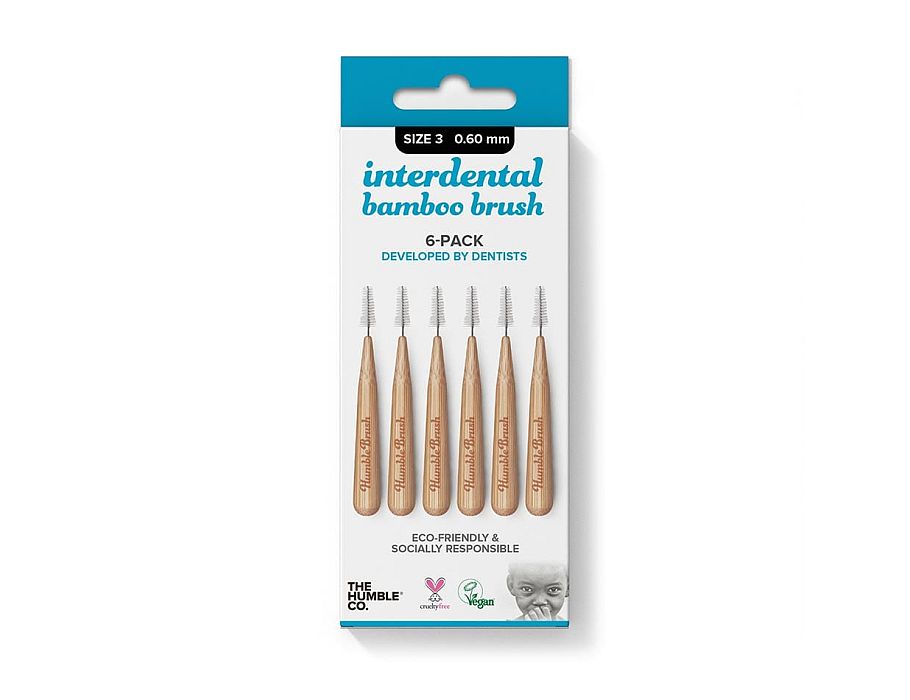 The humble co. interdental borsteltje 6 st - blauw - 0.60 mm