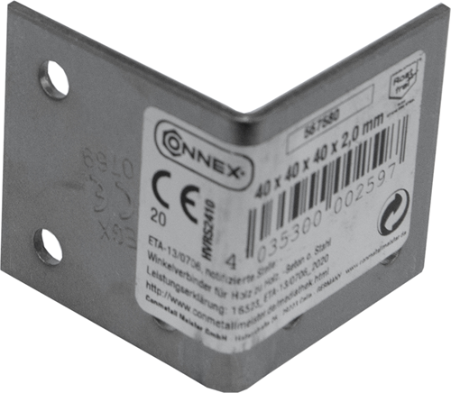 Connex geperf. winkelhaak 40x40x40x2 rvs - hvrs2410