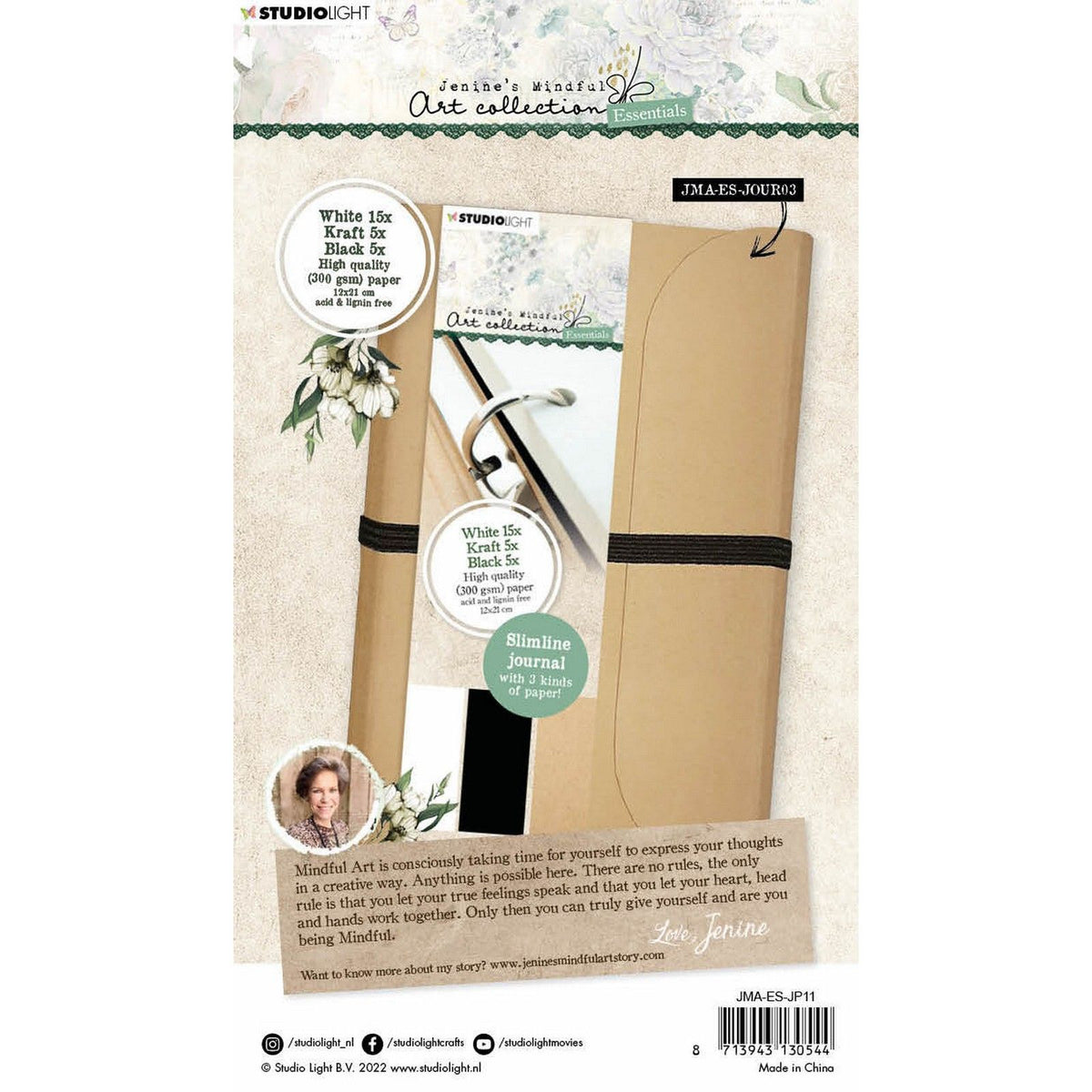 Studio light • jenine's mindful art refill for slimline journal in white black kraft